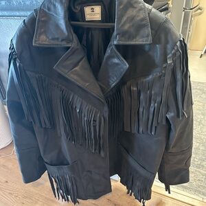 Black Fringe Leather Jacket